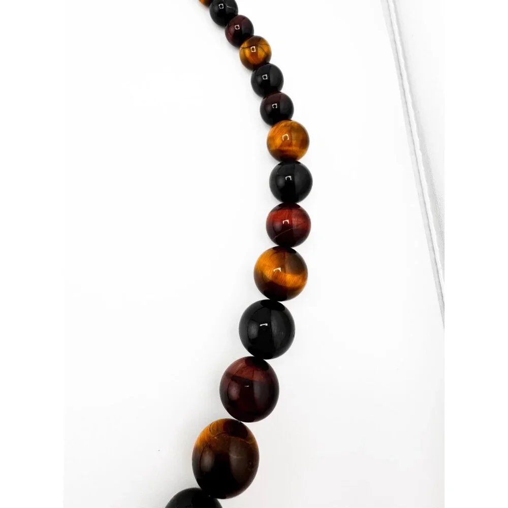 Jay King DTR 925 Sterling Silver Tigers Eye Beaded Necklace & Bracelet Set